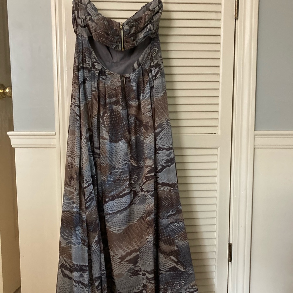 L'agence Python Print Strapless Pleated Midi Dress - image 2